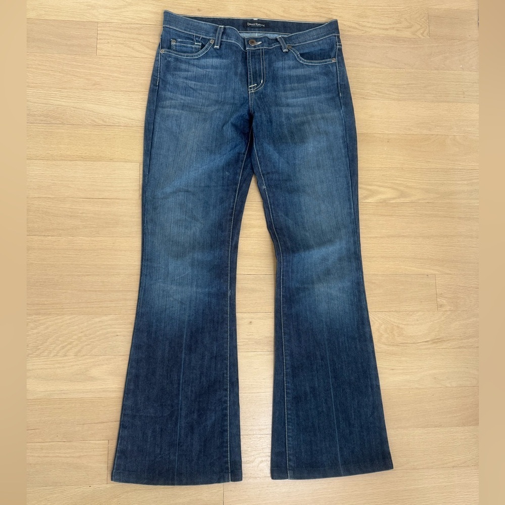 Vintage David Kahn Jeanswear Flare Jeans – Dark Wash Stretch Denim – Size 29